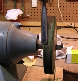 Polishing the inside surface of a gouge using a felt wheel Polishing the inside surface of a gouge using a felt wheel